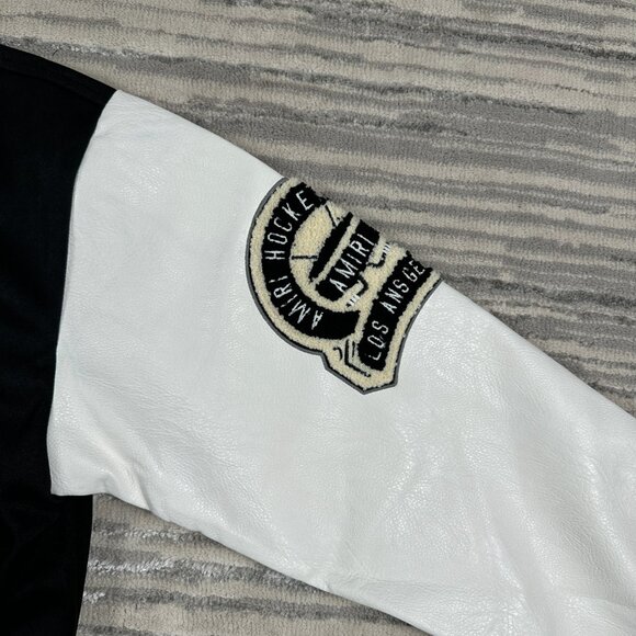 AMIRI Hockey Fighters Leather Jacket Black Mens Size Large - Picture 3 of 5